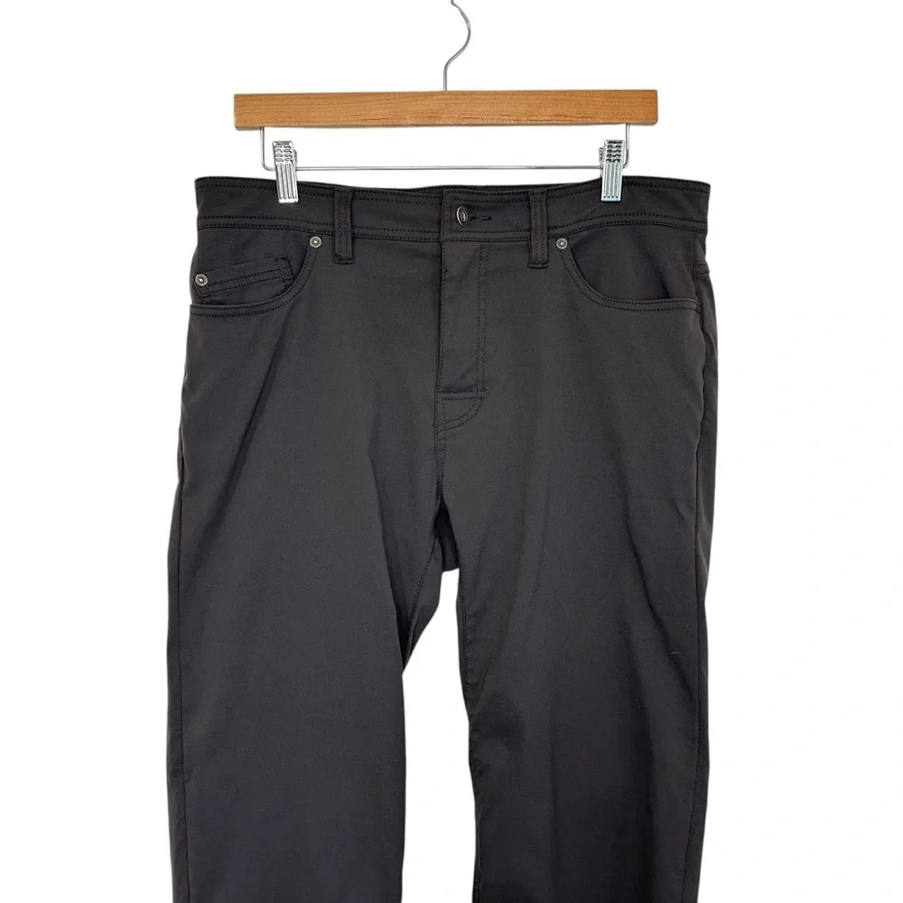 Prana Pants Mens Brion Slim Fit Pants Sz 35 Gray Nylon Hiking Outdoors Stretch